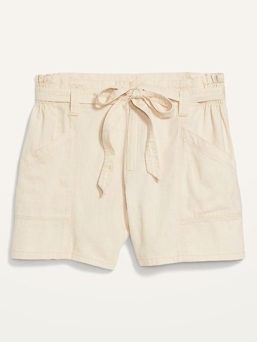 High-Waisted Belted Workwear Twill Shorts -- 4.5-inch inseam Product Image