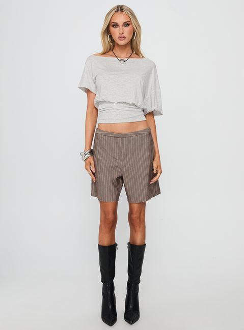 Sarun Short Pinstripe Brown Product Image