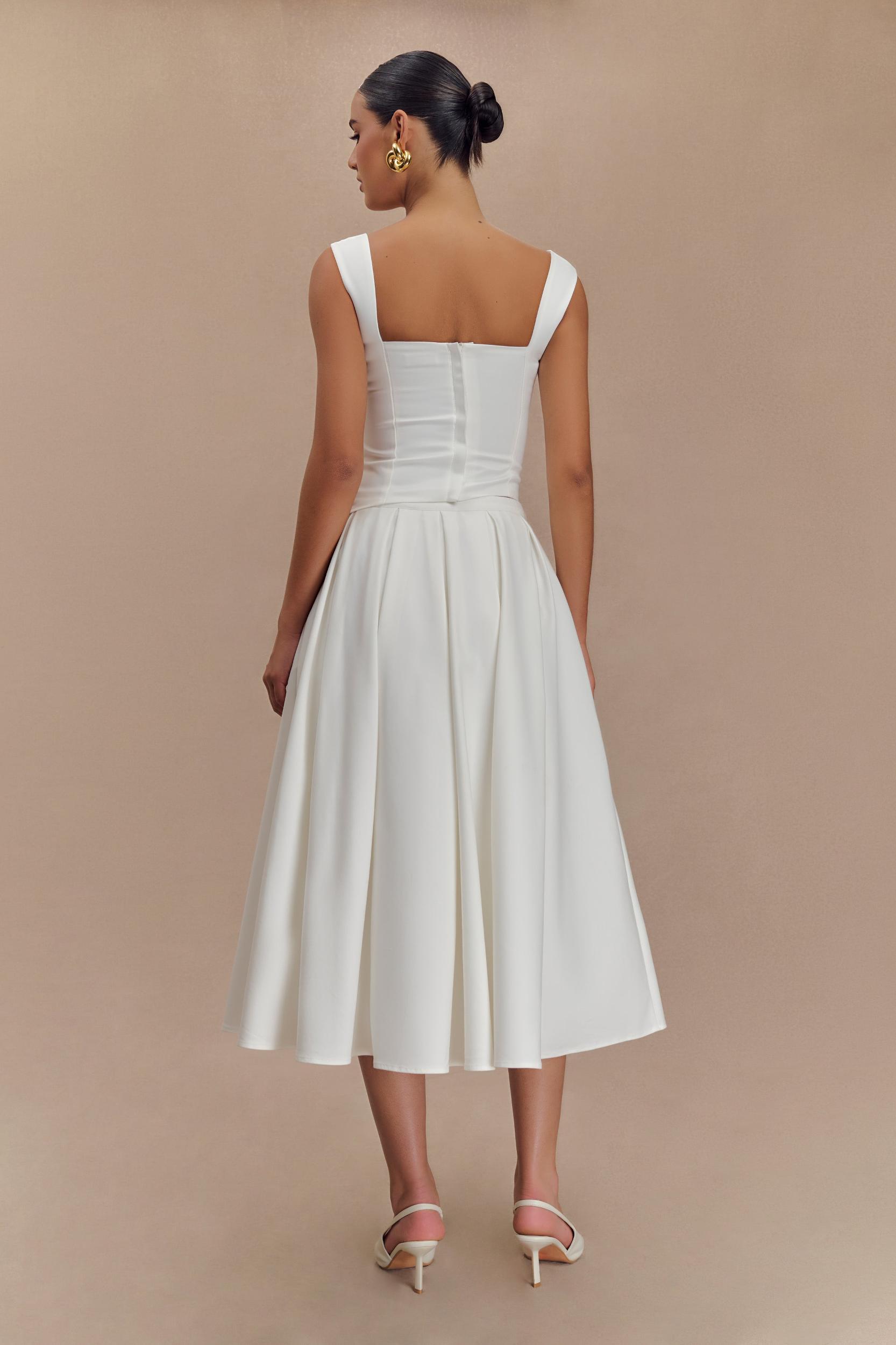 Bryony Satin Structured Sleeveless Top - White Product Image