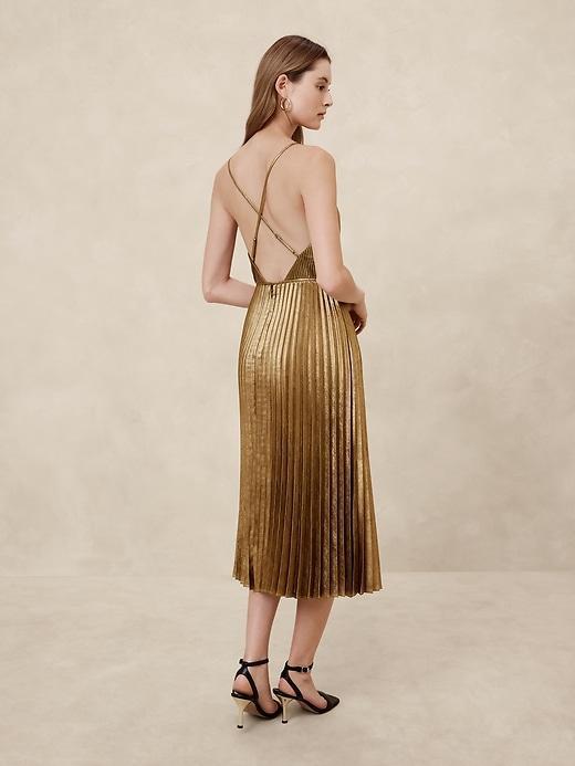 Silky Strappy Pleated Midi Dress Product Image