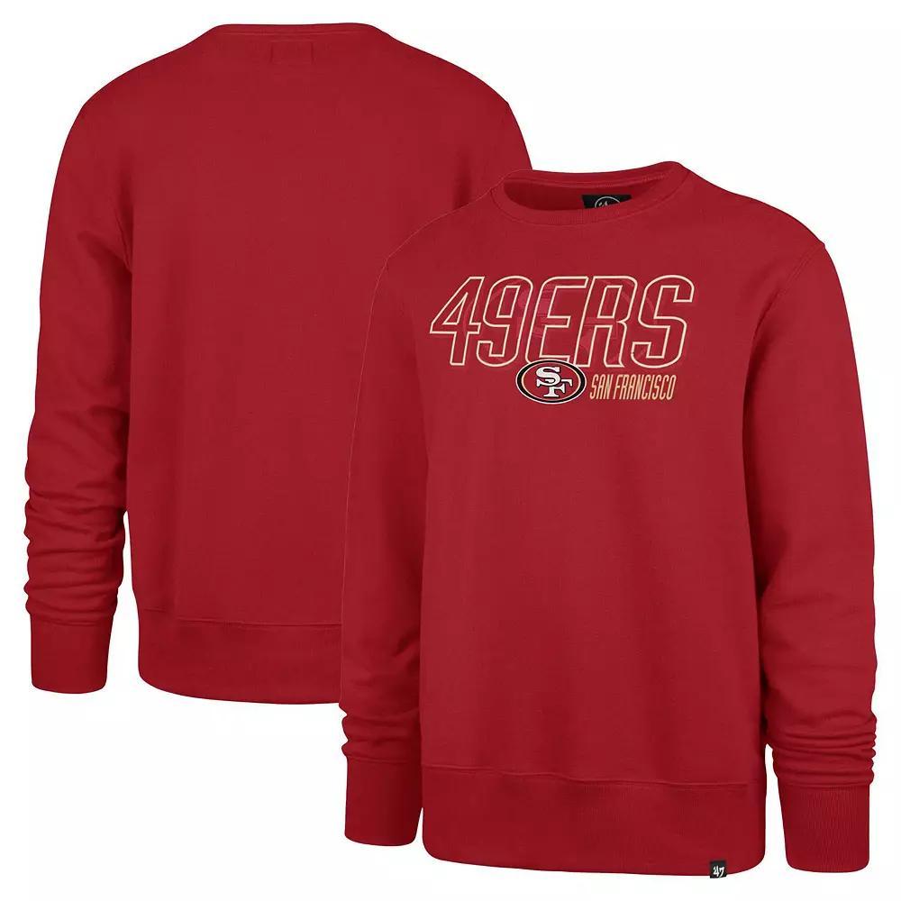 Men's '47 Scarlet San Francisco 49ers Locked In Headline Pullover Sweatshirt, Size: XL, Red Product Image