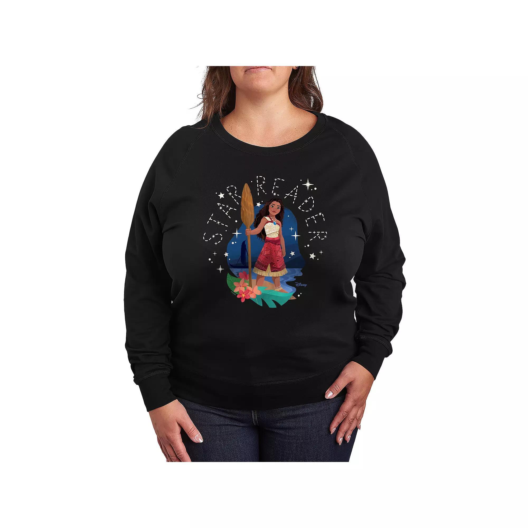 Disney's Moana 2 Plus Size Star Reader French Terry Long Sleeve Tee, Women's, Size: 1XL, Black Product Image