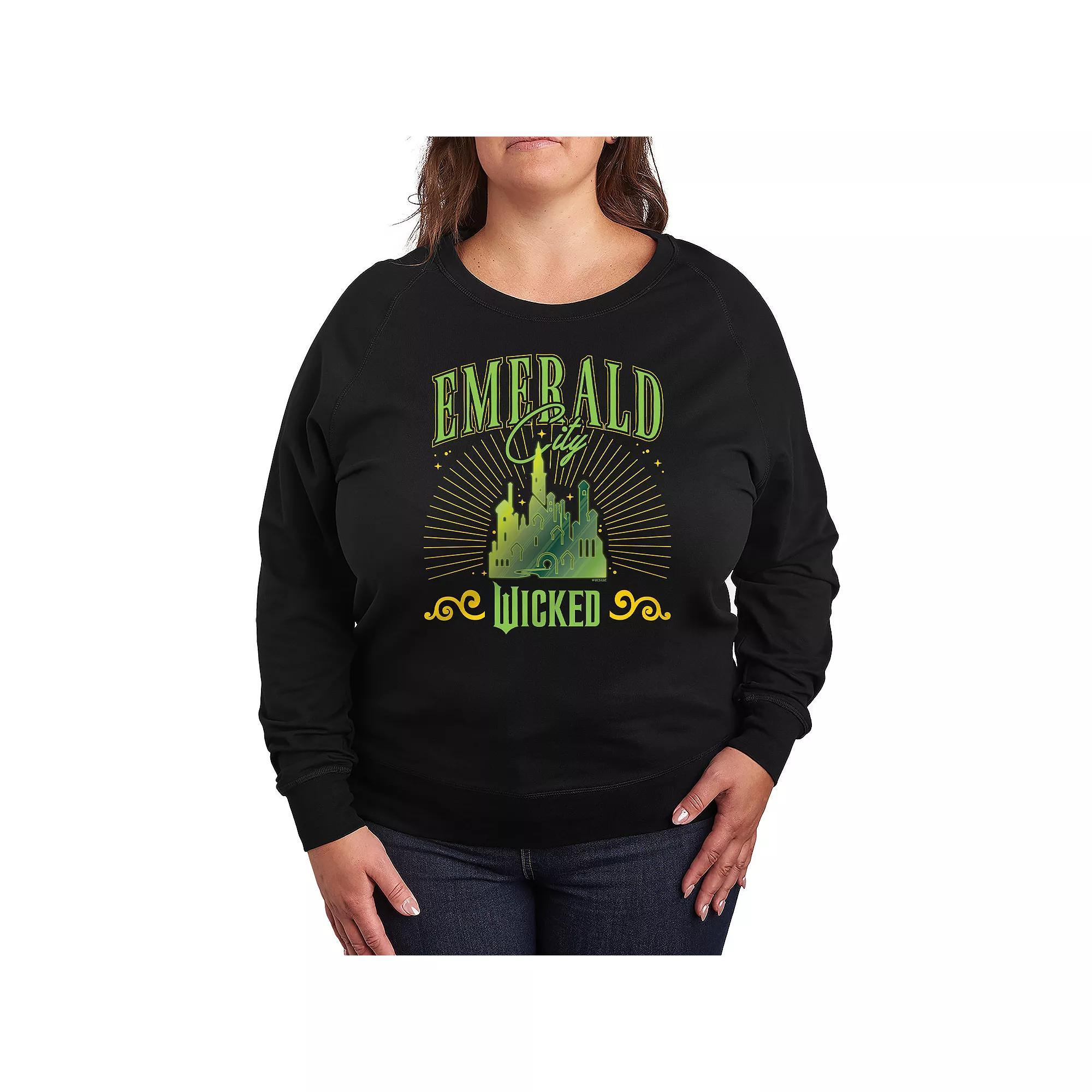 Plus Size Wicked Emerald City French Terry Long Sleeve Tee, Womens Product Image