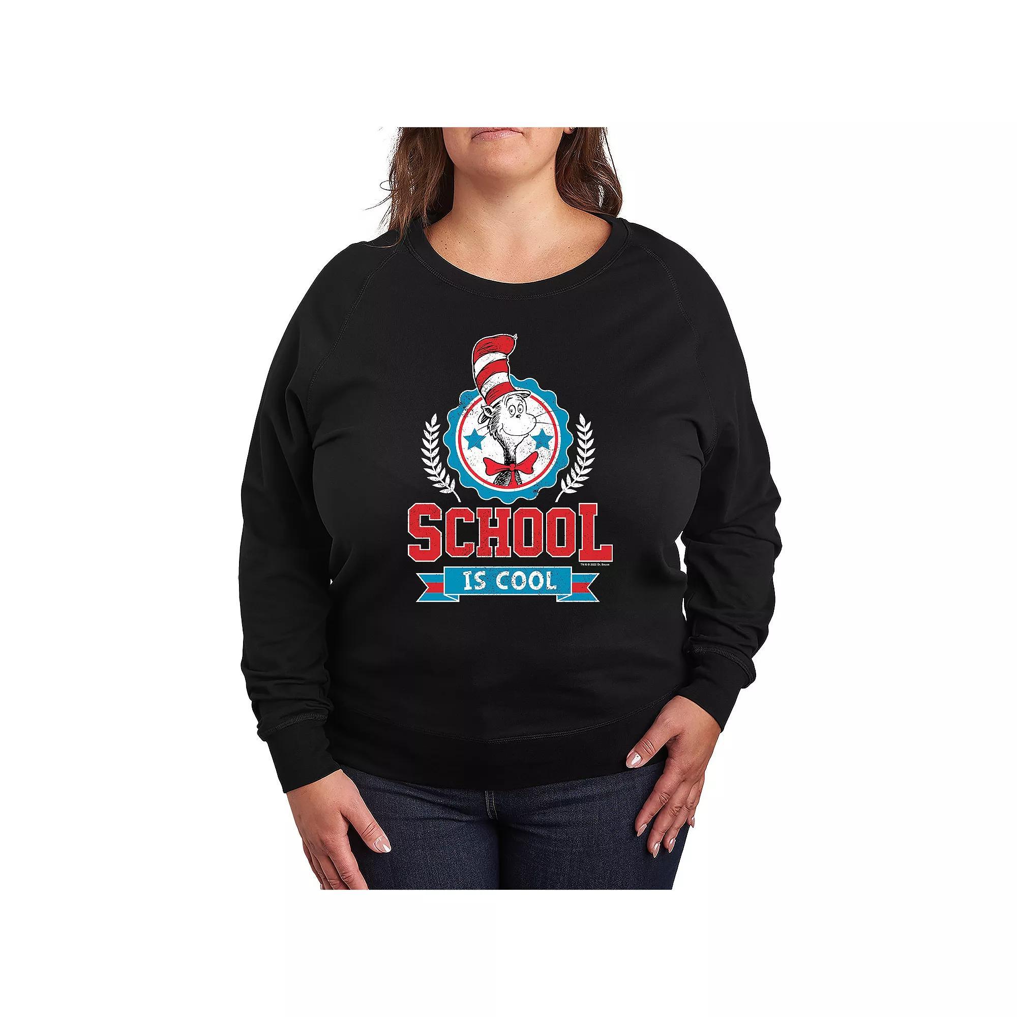 Plus Size Dr. Seuss School Is Cool French Terry Long Sleeve Tee, Womens Product Image