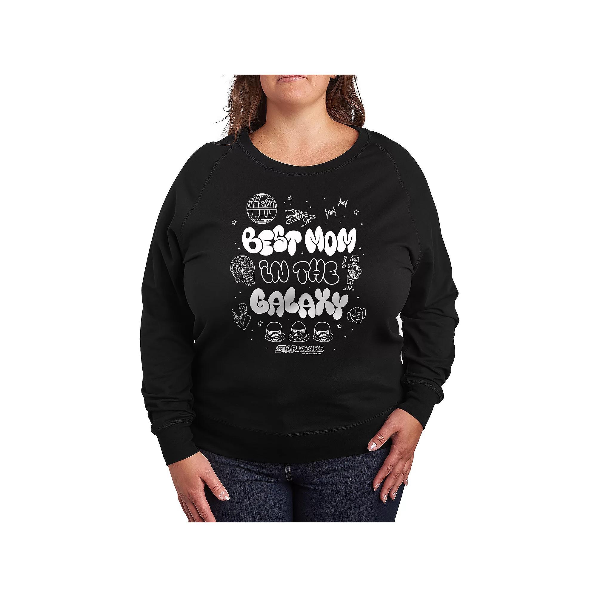 Plus Size Star Wars Best Mom In The Galaxy French Terry Long Sleeve Tee, Womens Product Image