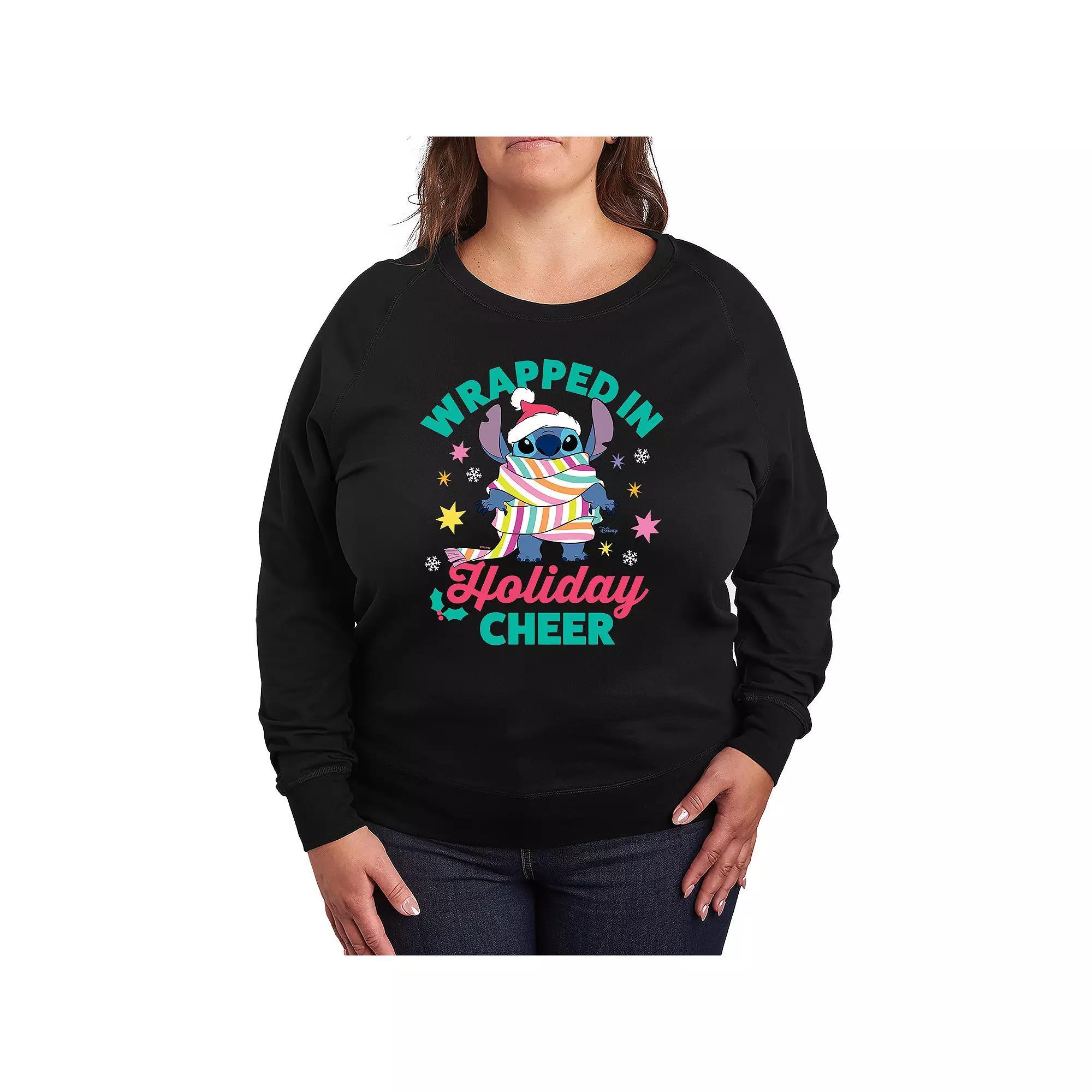 Disneys Lilo & Stitch Plus Size Holiday Cheer French Terry Long Sleeve Tee, Womens Product Image