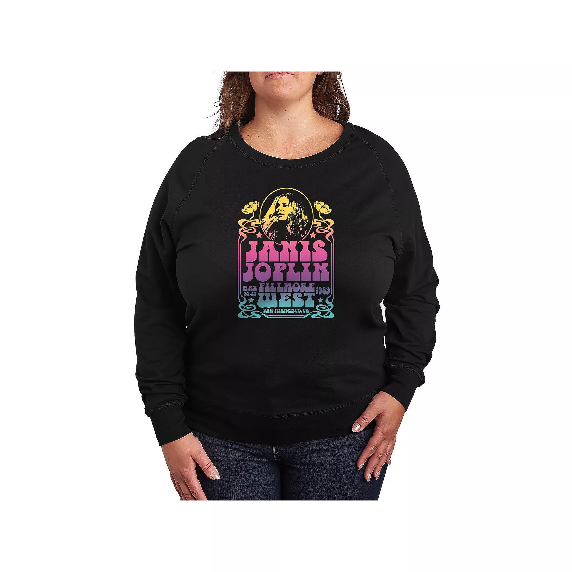 Plus Size Janis Joplin Fillmore West French Terry Long Sleeve Tee, Womens Product Image