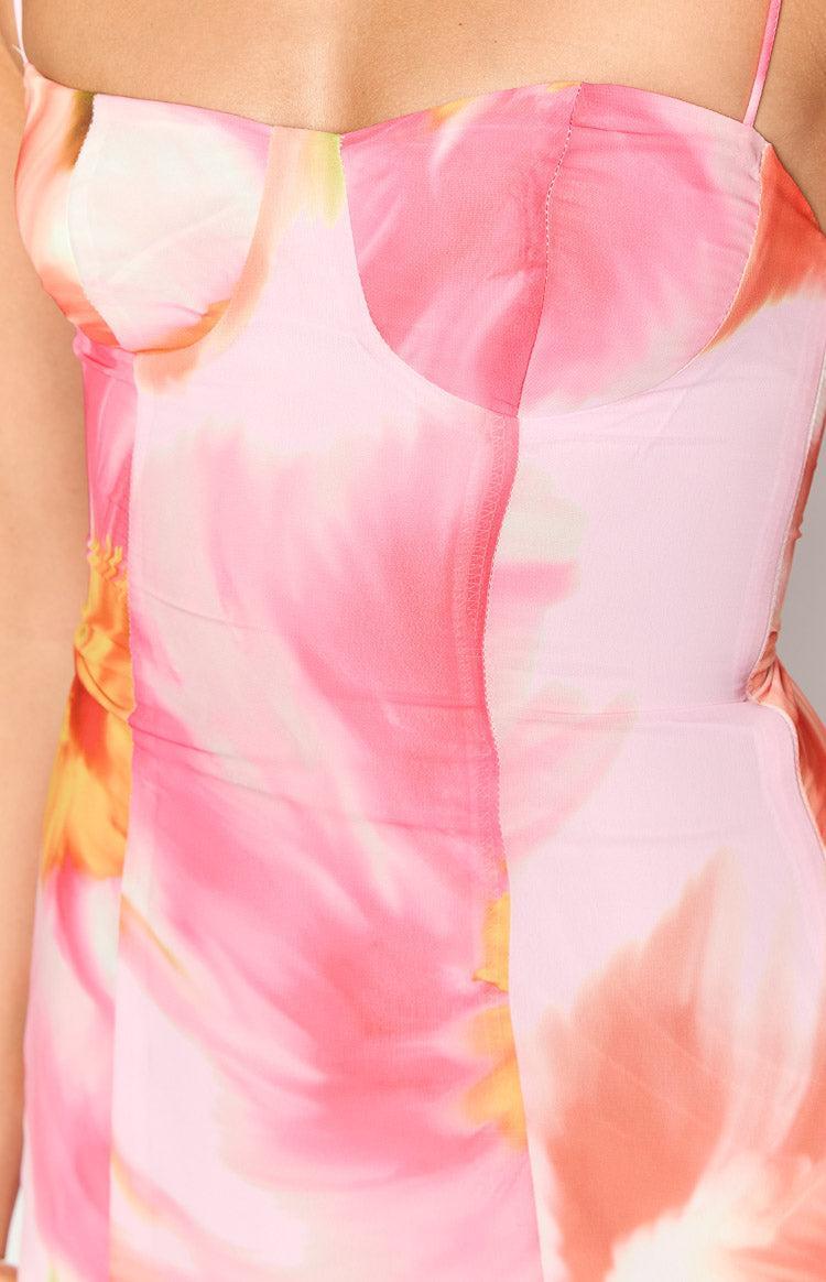 Penny Lane Pink Floral Kisses Mini Dress Product Image