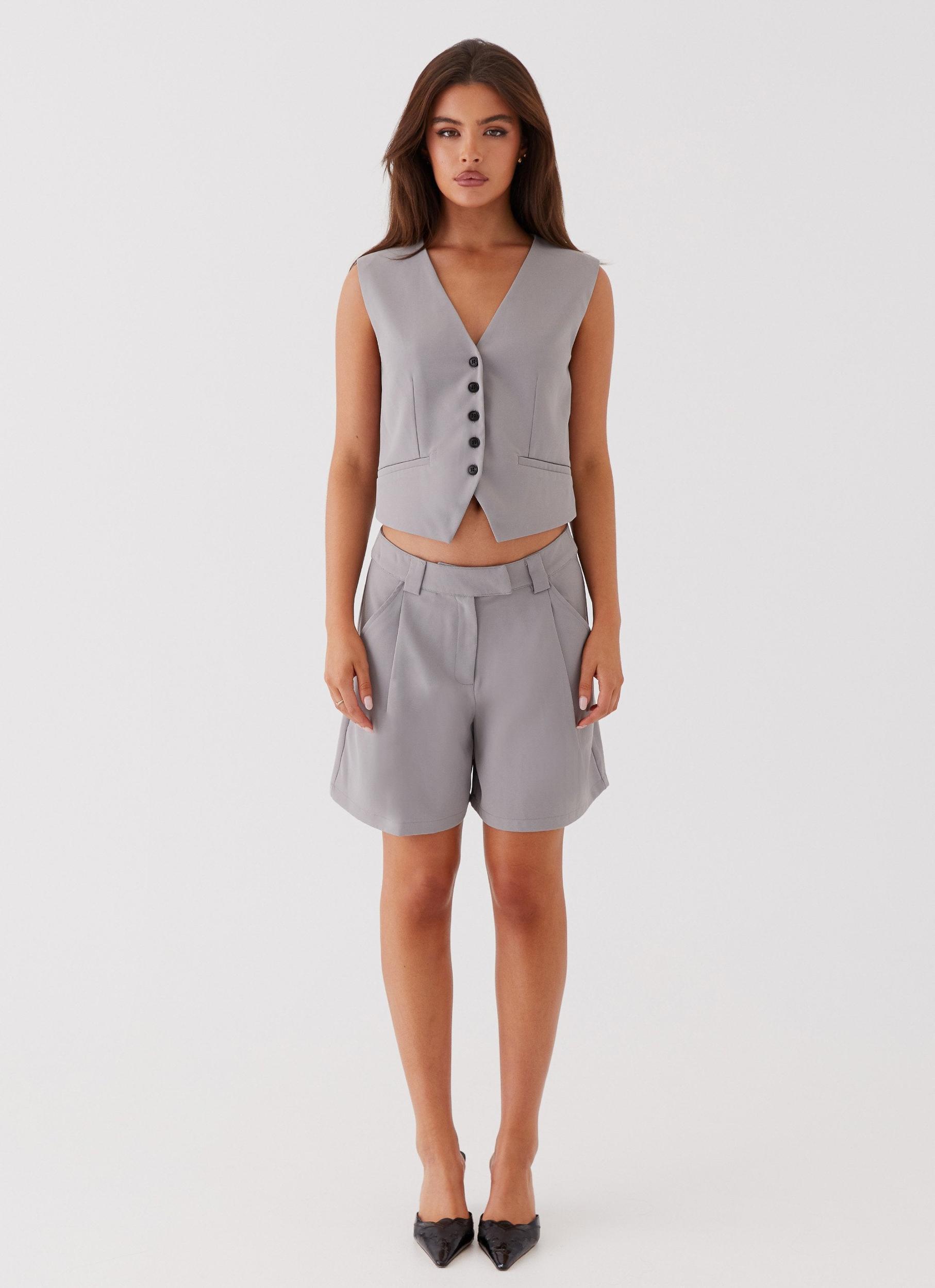 Shivonne Tailored Shorts - Grey Product Image