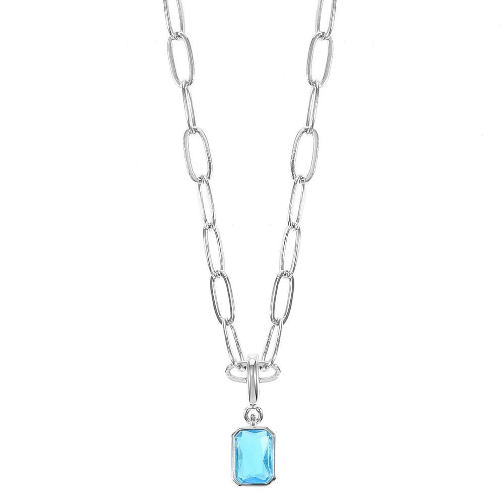 City Luxe Crystal Birthstone Pendant Necklace, Women's, Size: 18-20" ADJ, March Silver Tone Product Image