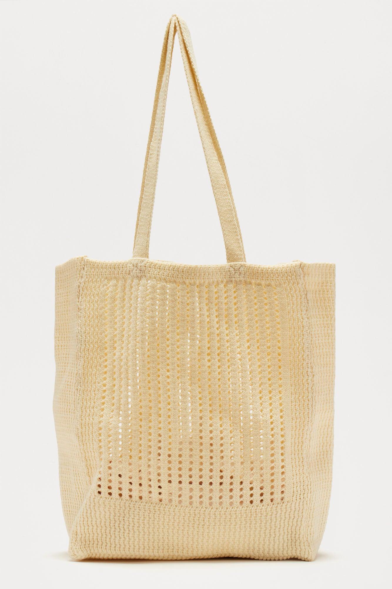Crochet Flat Tote Bag - Cream Product Image
