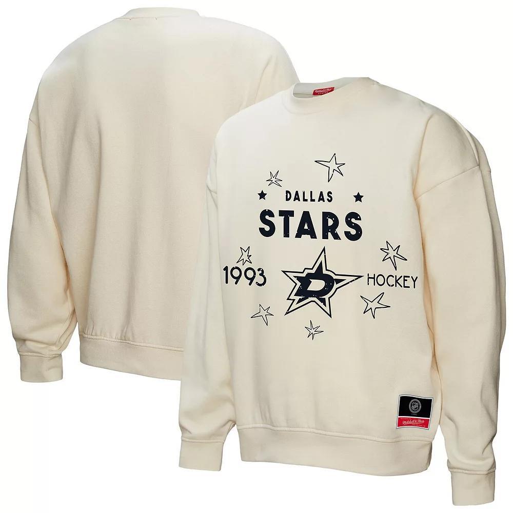 Women's Mitchell & Ness  Cream Dallas Stars Logo 3.0 Pullover Sweatshirt, Size: Large, Str Beige Product Image