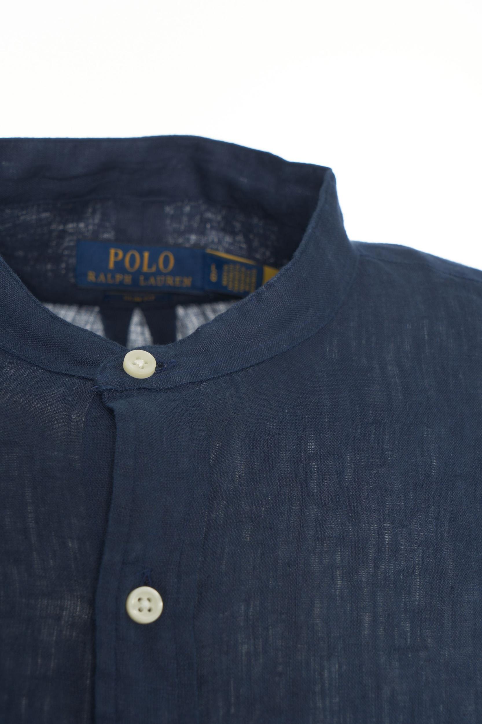 Linen shirt with logo embroidery Product Image