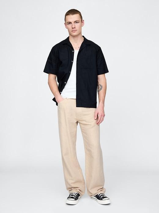 Linen-Cotton '90s Loose Herringbone Pants Product Image