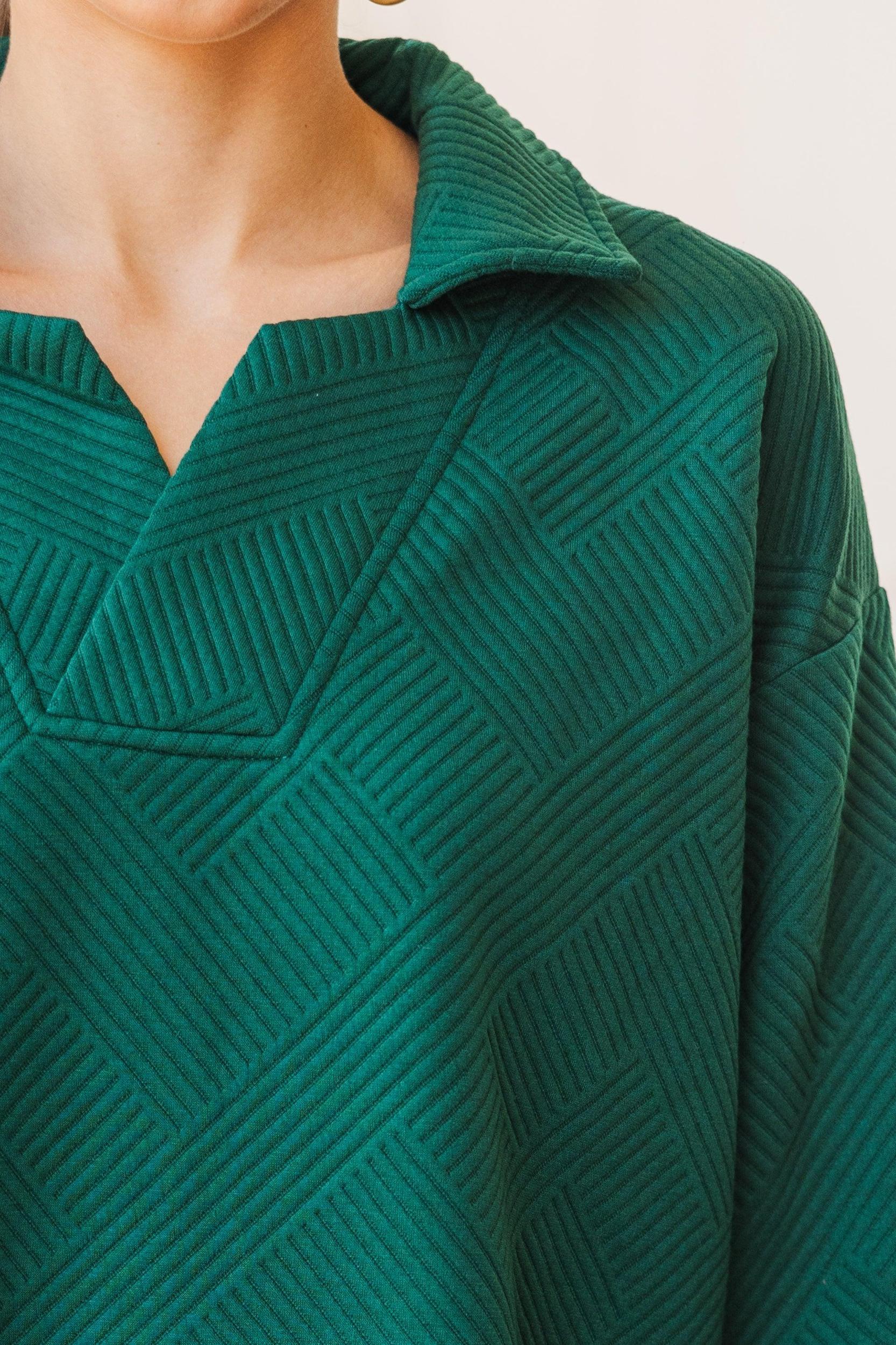 Make Your Day Forest Green Textured Top Female Product Image