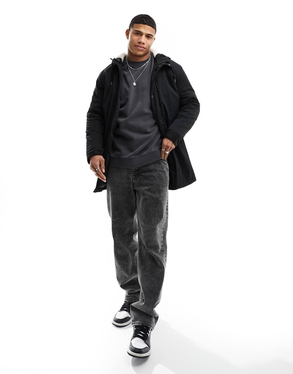 Only & Sons parka with borg lined hood Product Image