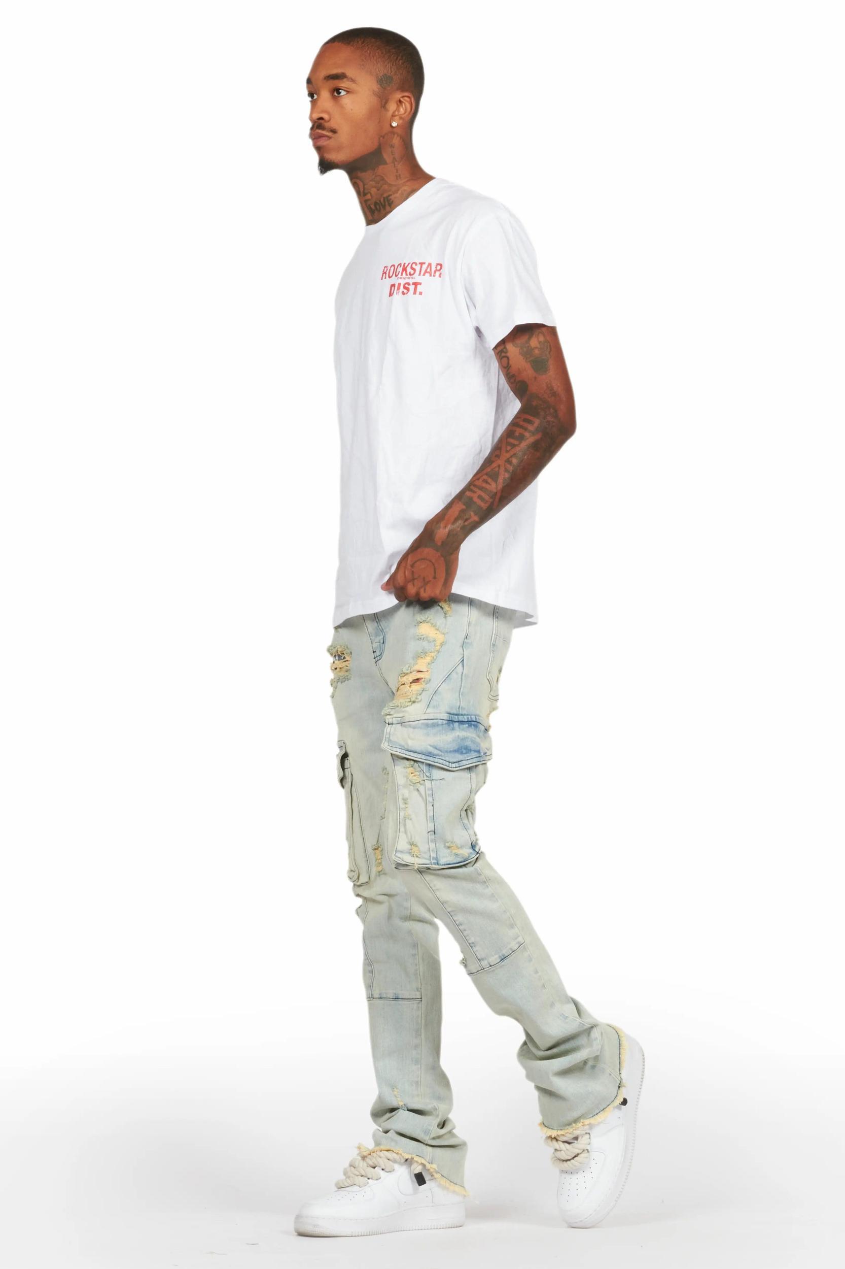 Boys Adalee Blue Stacked Flare Jean Boys Product Image