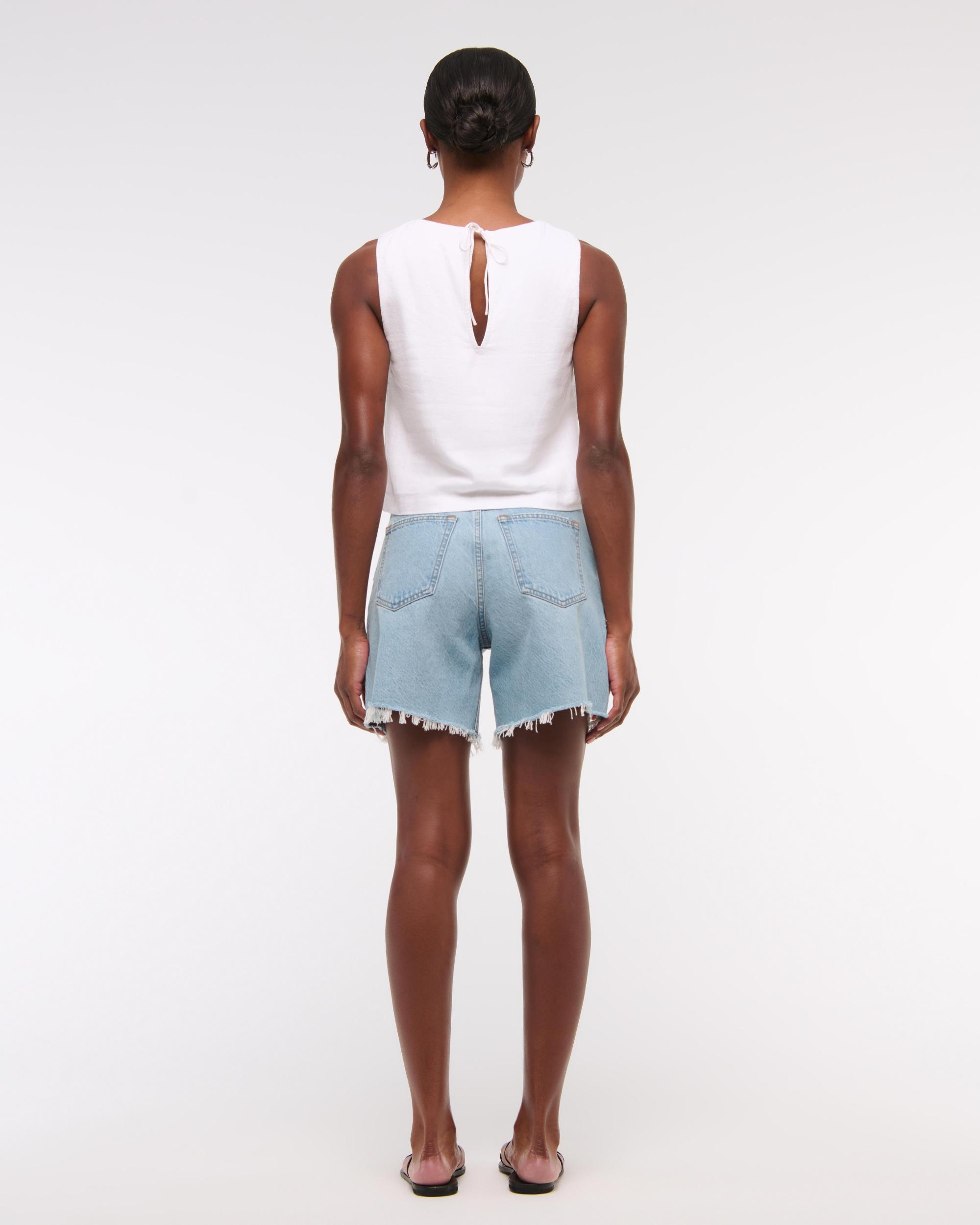 Tie-Back Linen-Blend Shell Top Product Image