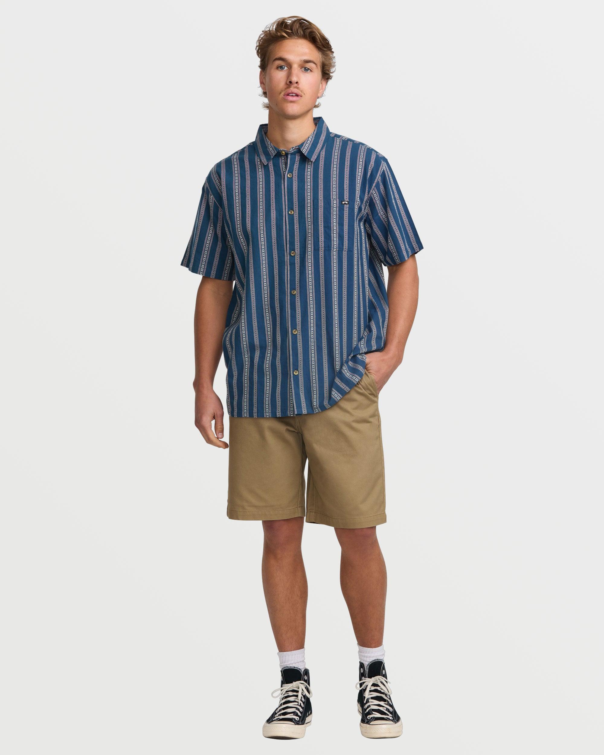 Sundays Jacquard Short Sleeve Shirt - Midnight Male Product Image
