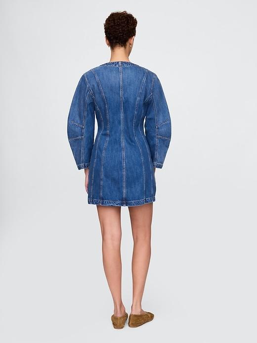 Barrel-Sleeve Denim Mini Dress Product Image