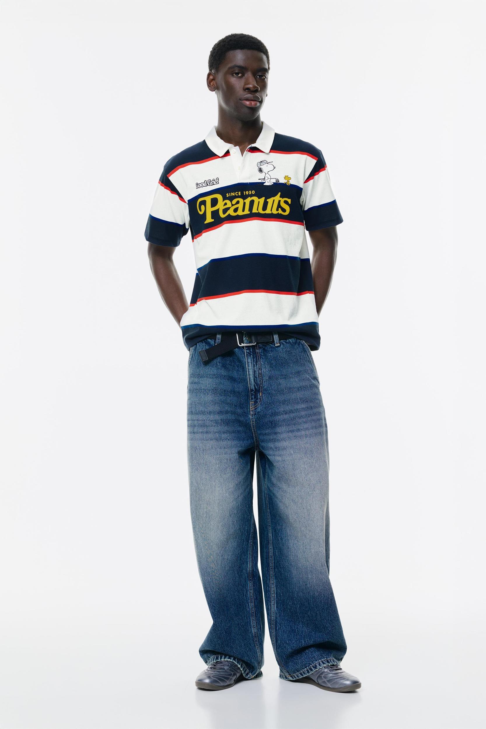 Striped Snoopy Polo Shirt Product Image