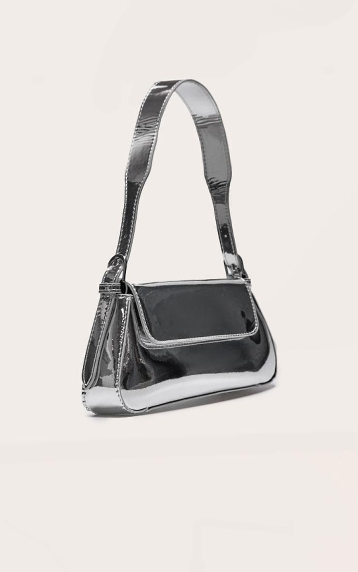 Silver Metallic Trapeze Shoulder Bag Product Image