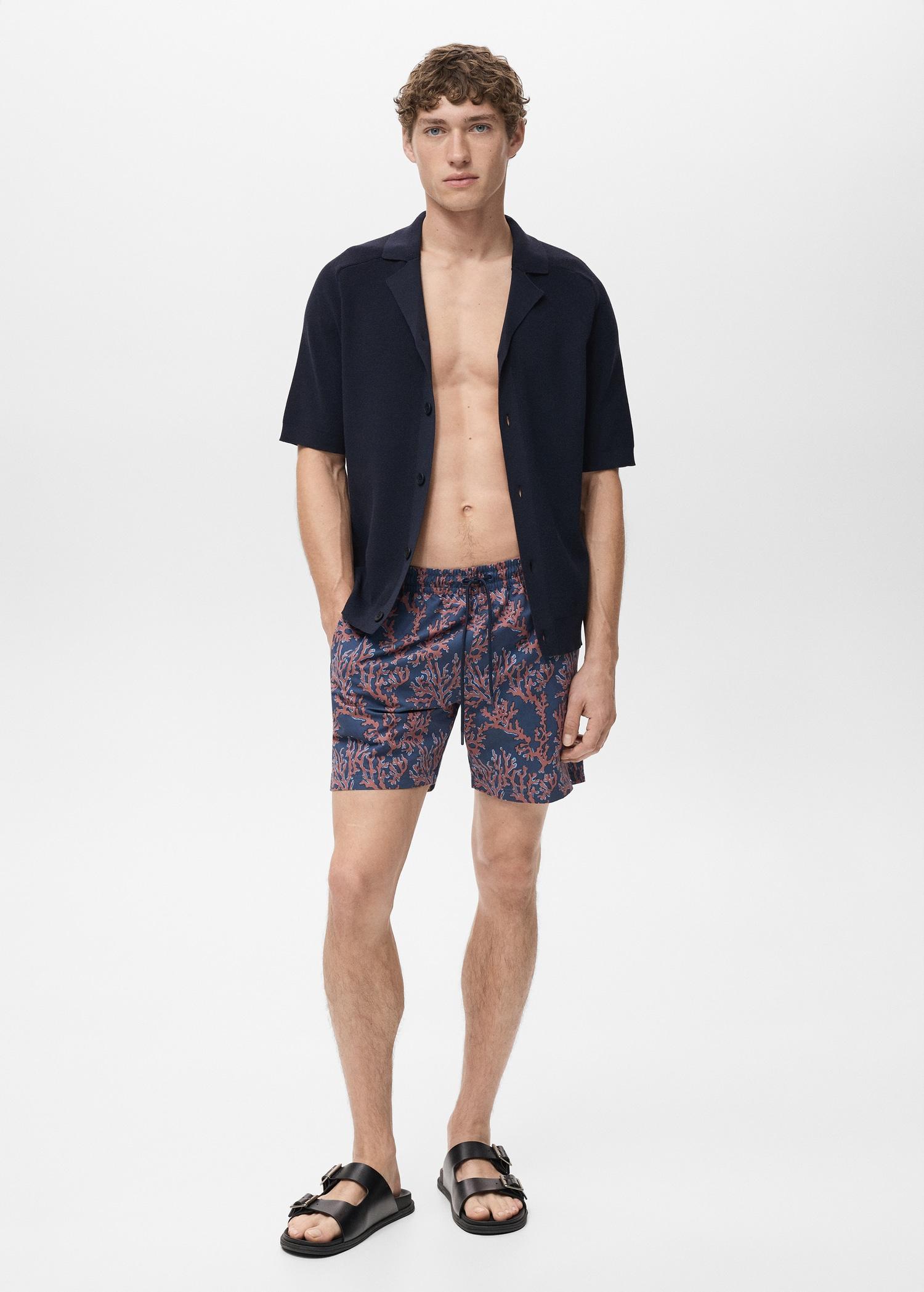 Swimsuit with coral print - Men | MANGO USA Product Image