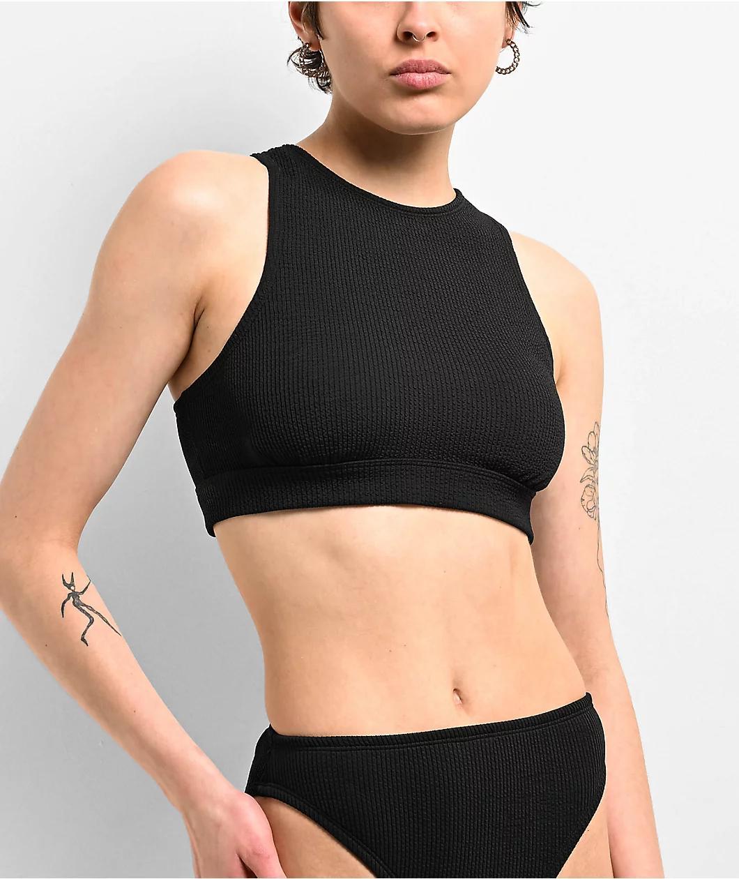 Nike Elevated Essential High Neck Black Bikini Top Product Image