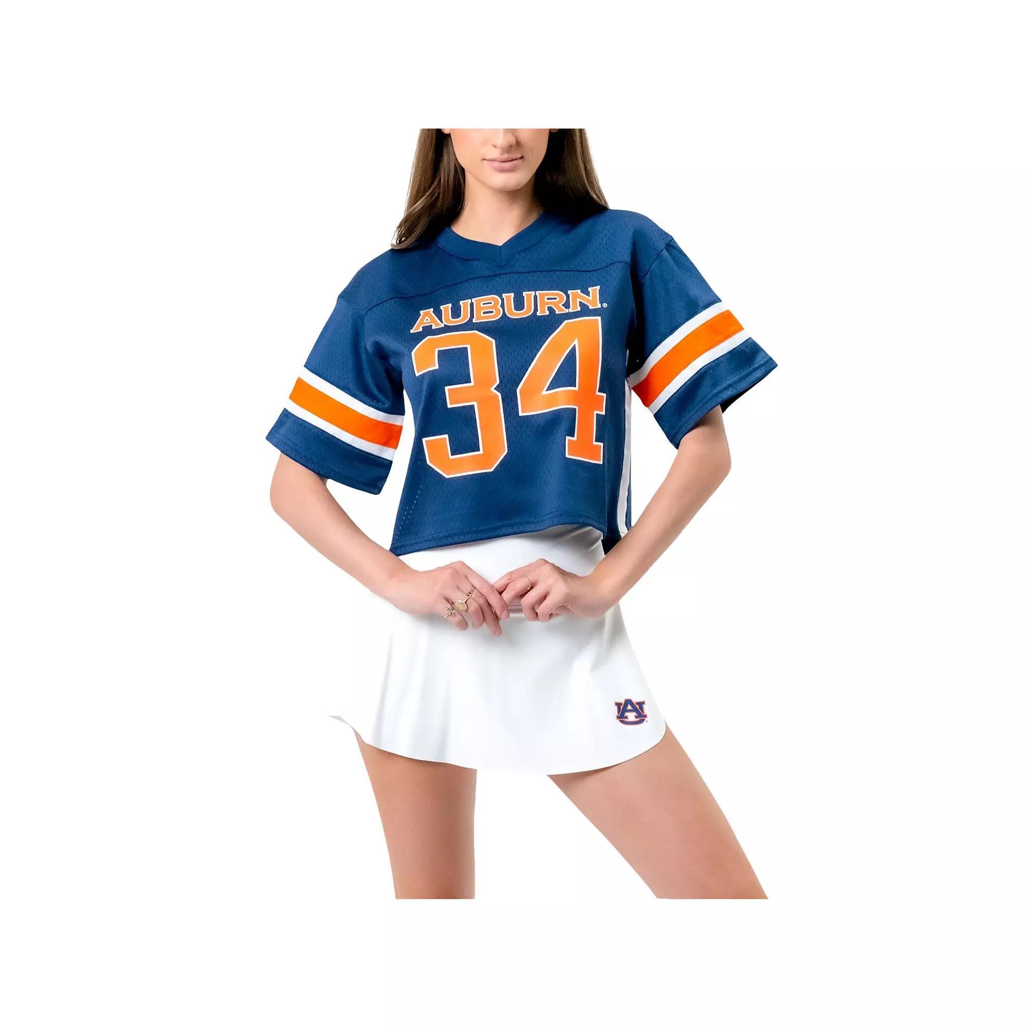 Women's Established & Co. Navy Auburn Tigers Fashion Boxy Cropped Football Jersey, Size: XL, Blue Product Image
