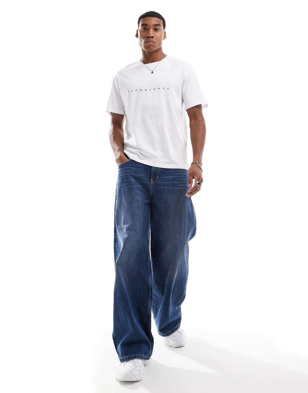 Jack & Jones t-shirt with central logo in white Product Image