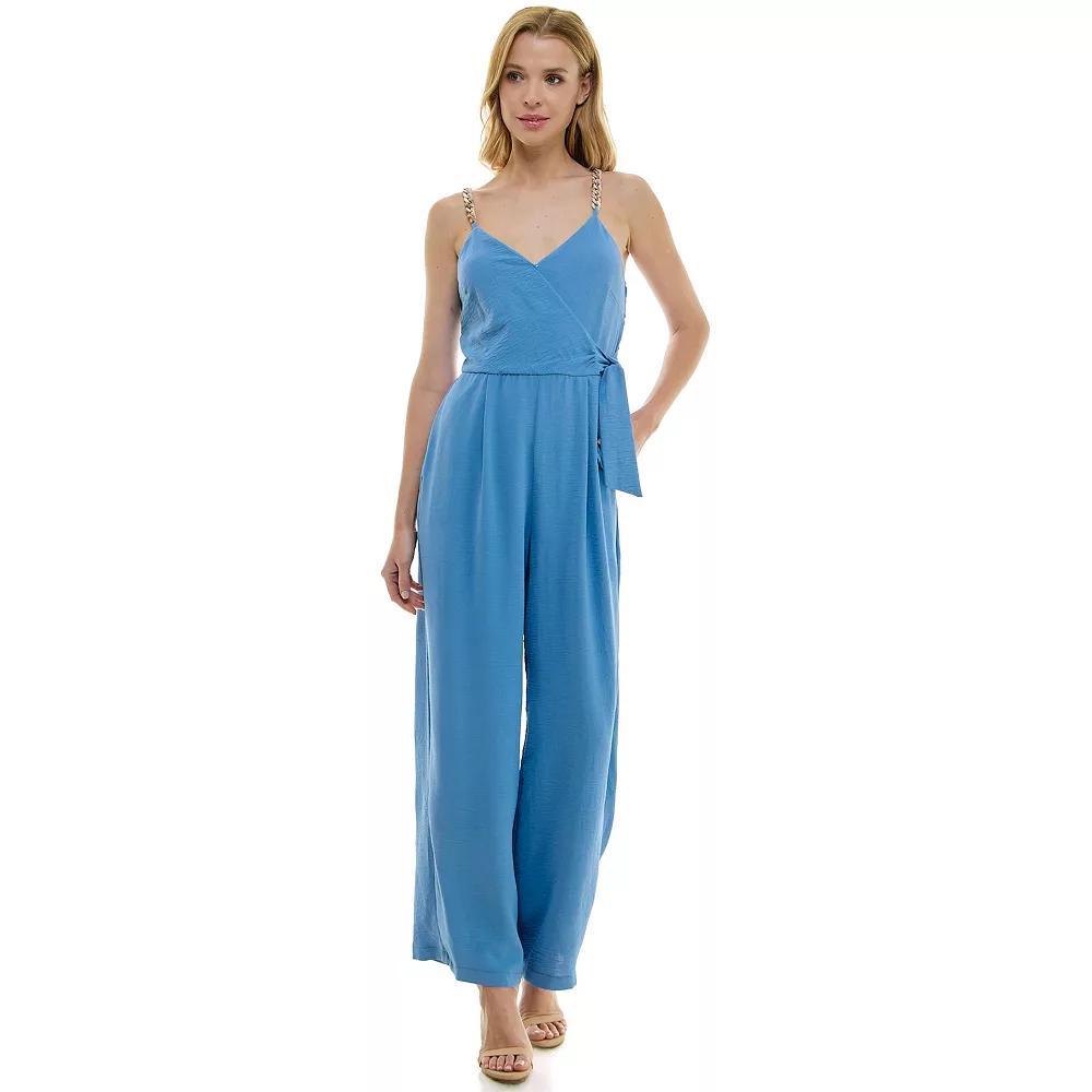 Women's Luxology Faux-Wrap Trim Detail Jumpsuit, Size: Medium, New Green Product Image