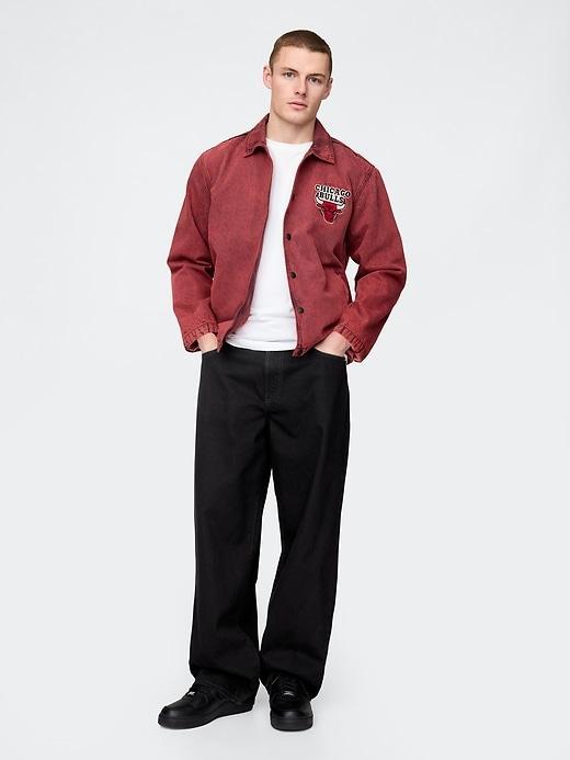 NBA New York Knicks Logo Denim Coaches Jacket Product Image