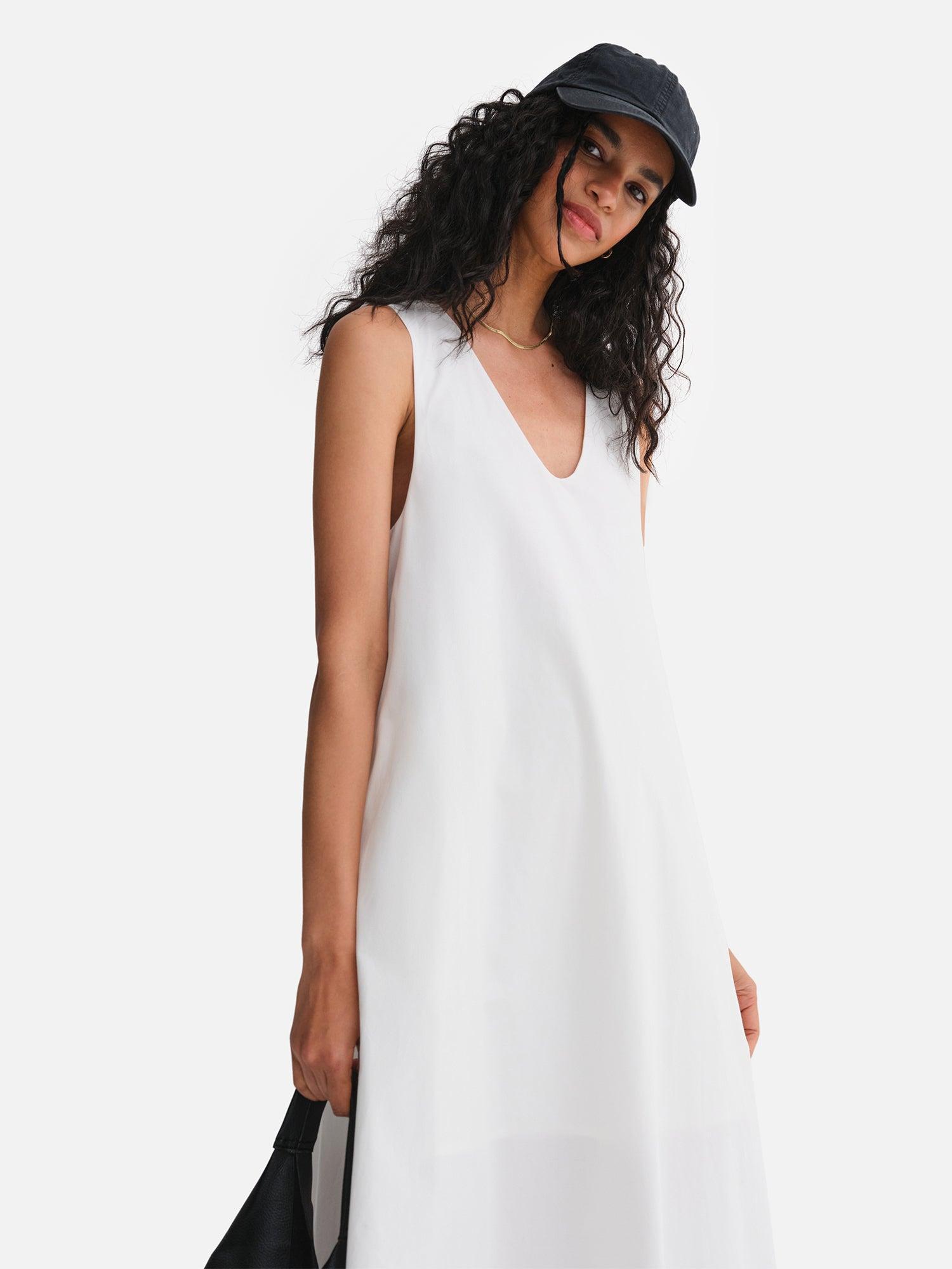 Organic Poplin Tank Pleated Dress Female Product Image