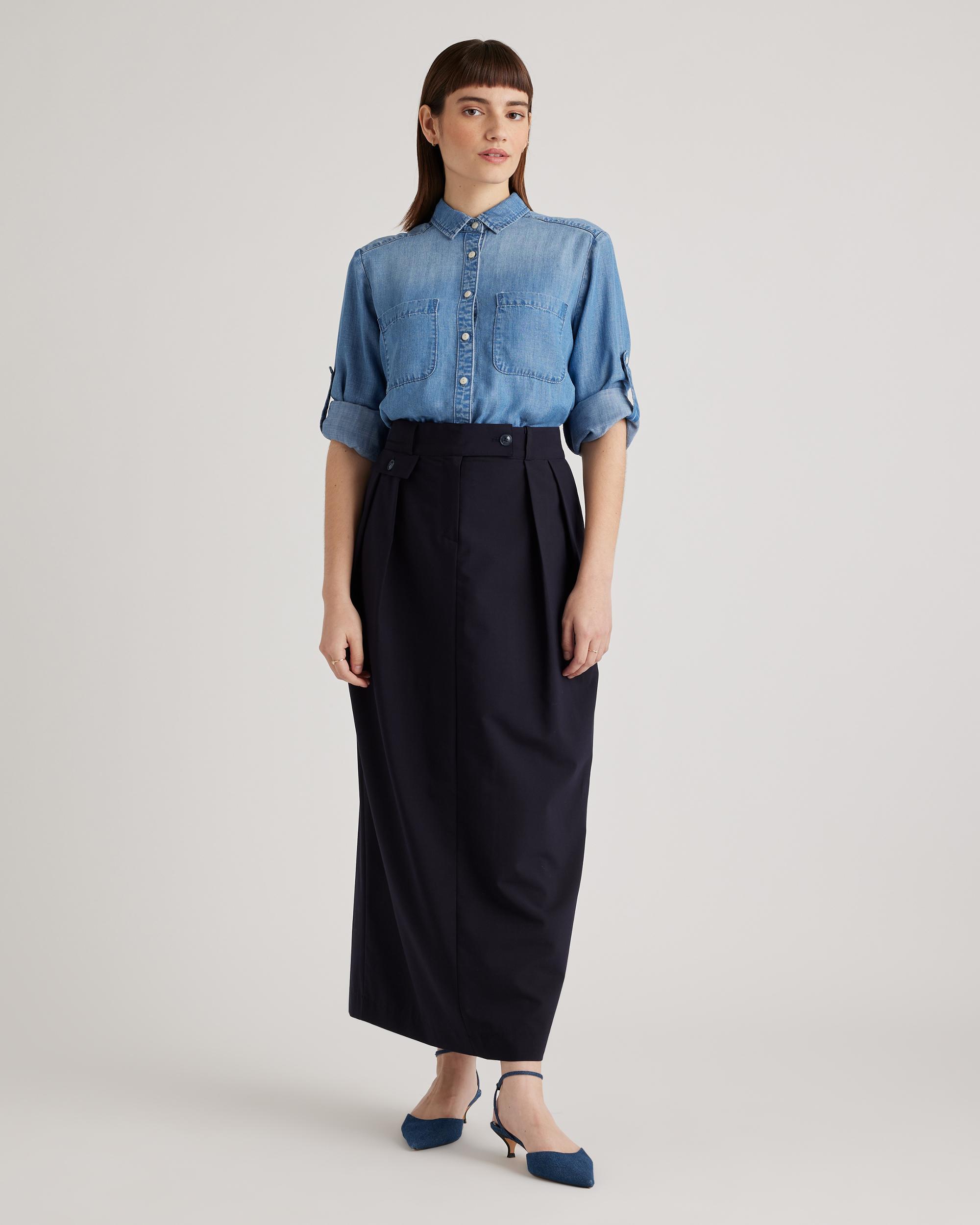 Quince | Women's Chambray Tencel Long Sleeve Shirt Size XS Product Image