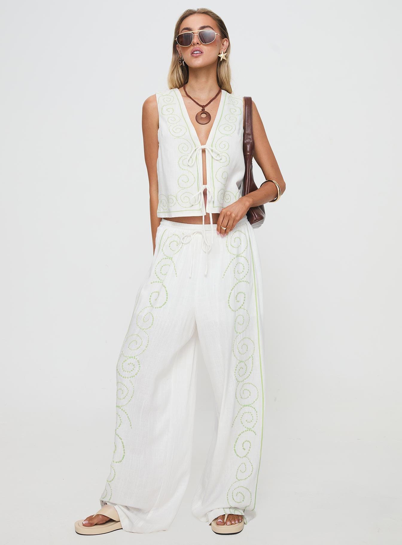 Kindred Pants White / Green Product Image
