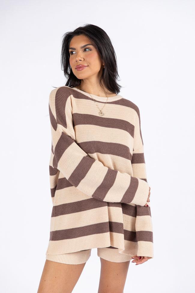Sign Of The Times Brown and Tan Striped Sweater Set SALE Product Image