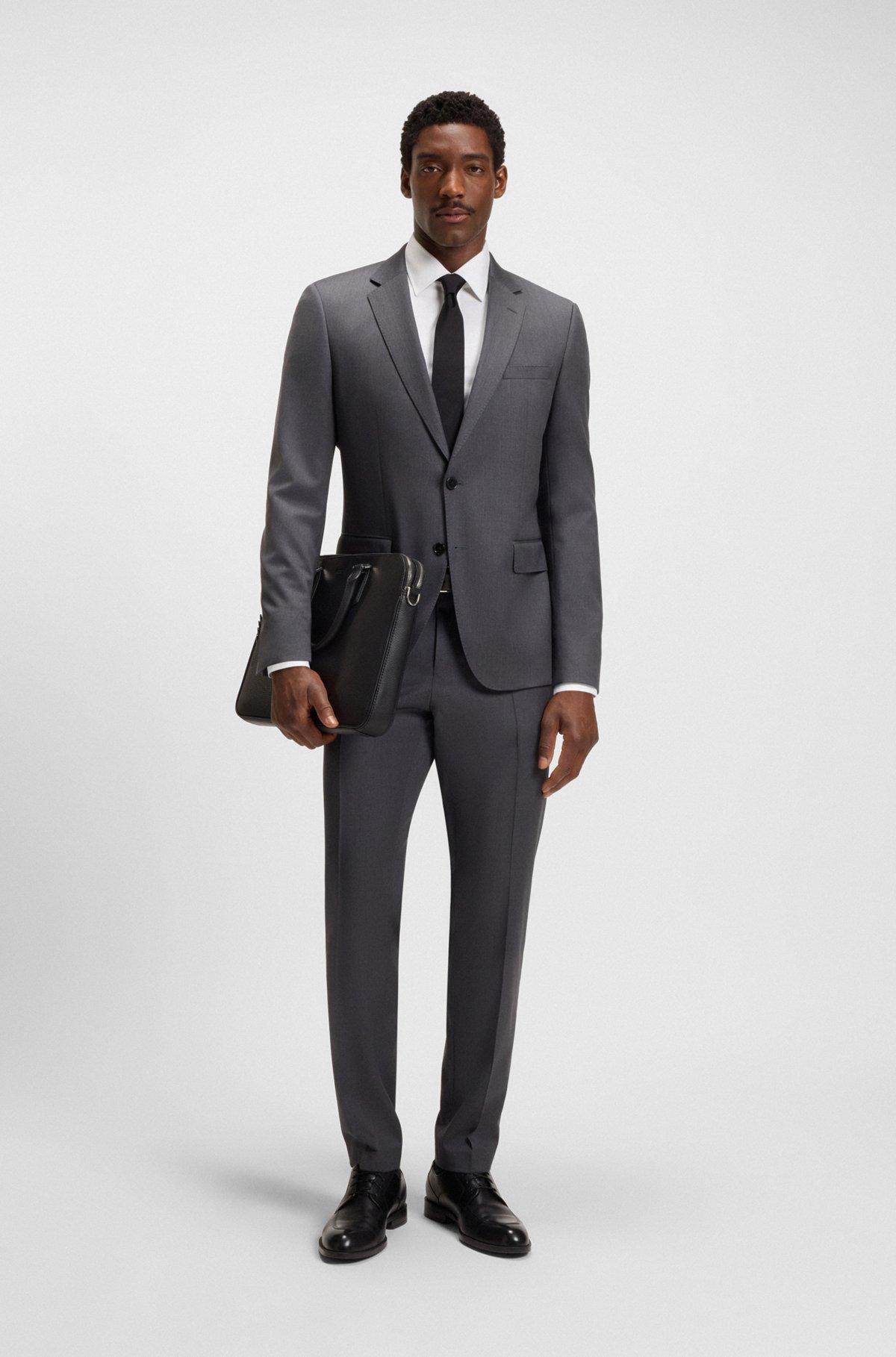 BOSS - Slim-fit shirt in easy-iron cotton poplin - White Product Image