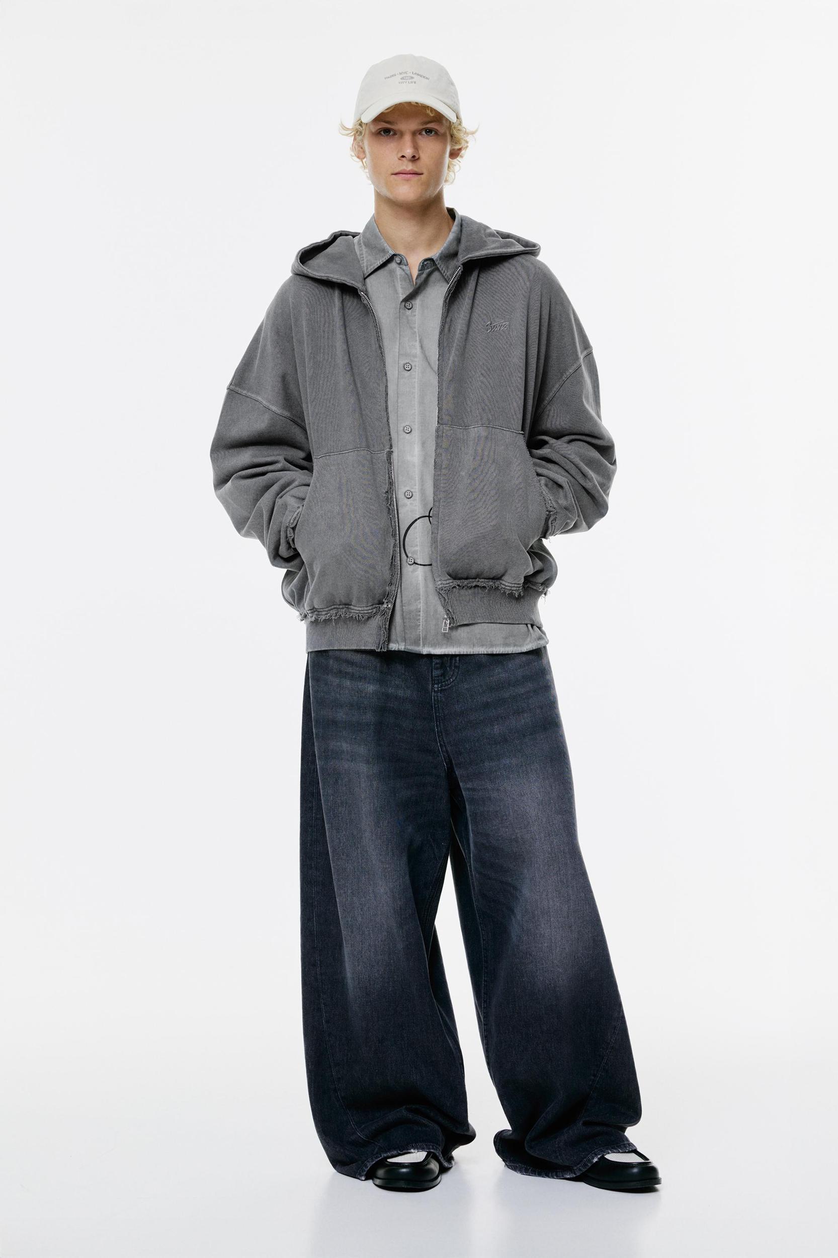 Frayed zip-up hoodie Product Image