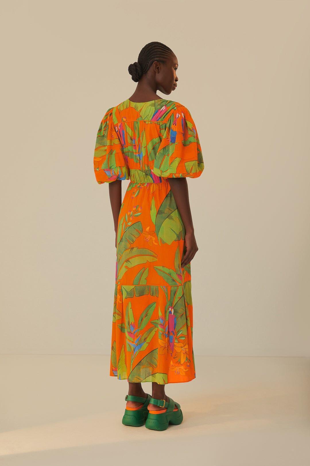 Orange Fresh Macaws Midi Dress Product Image