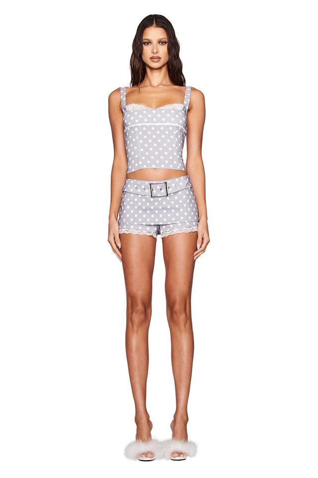 MELDA TOP - GREY : GREY POLKA DOT Product Image