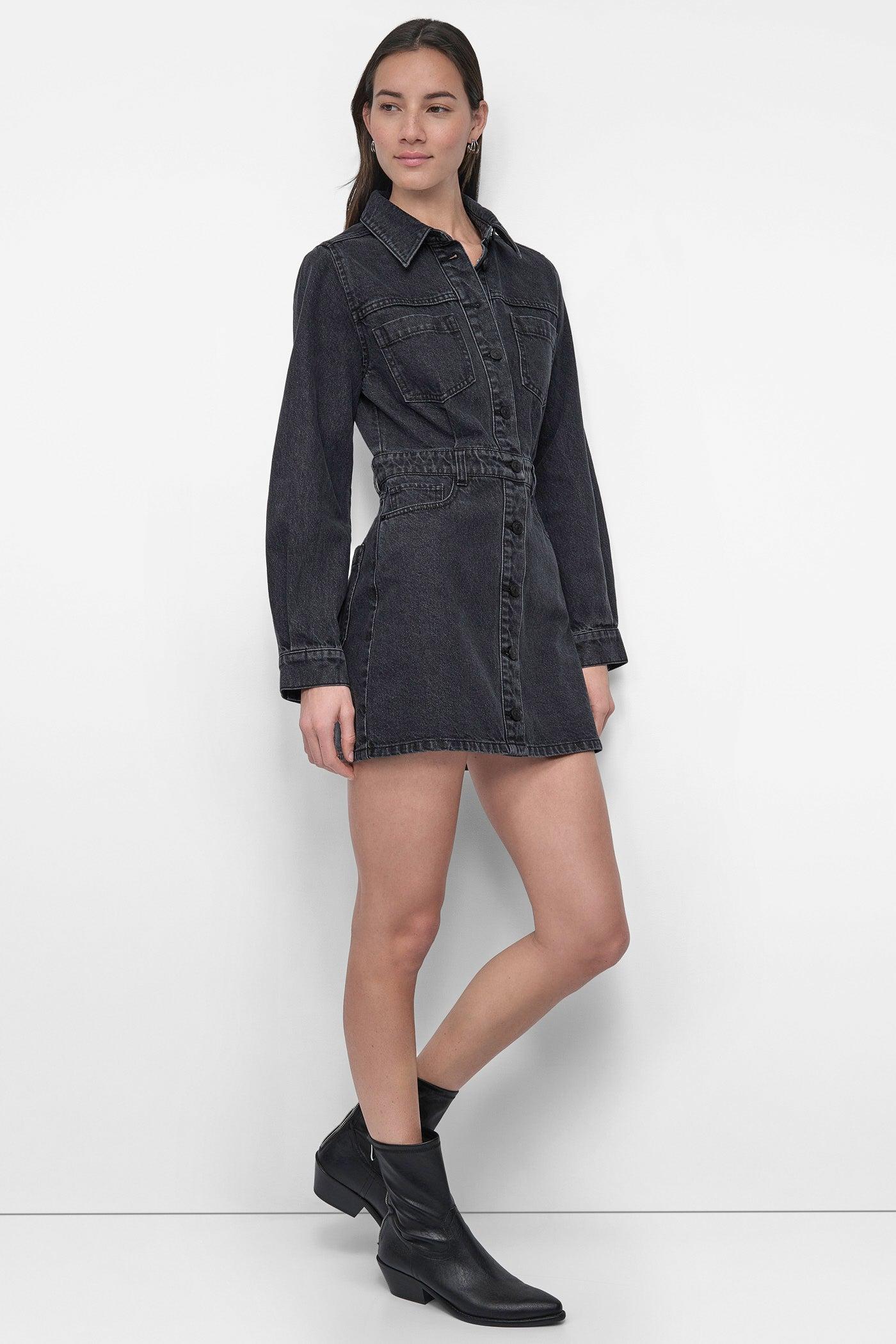 DENIM MINI SHIRT DRESS Product Image