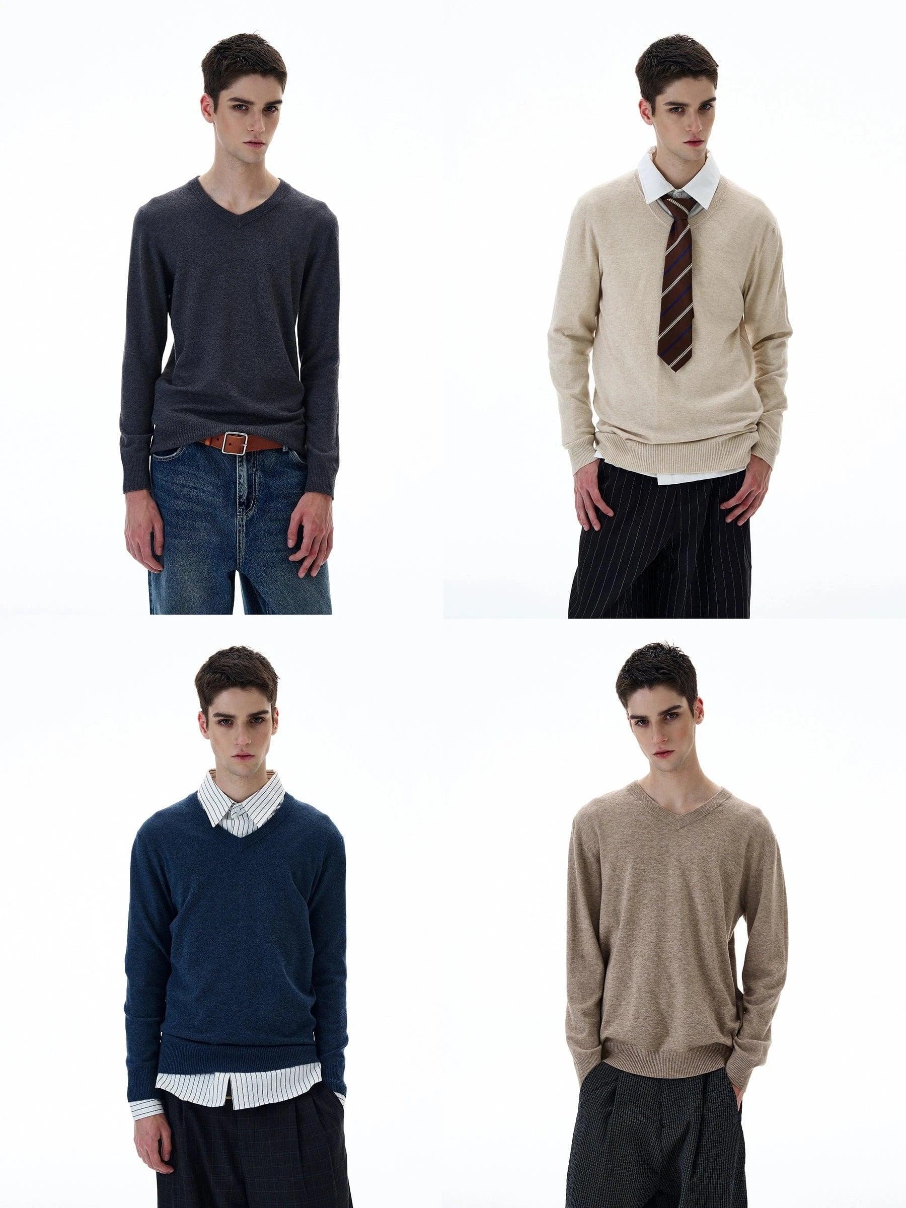 RT No. 20003 V-NECK KNIT LONG SLEEVE Product Image