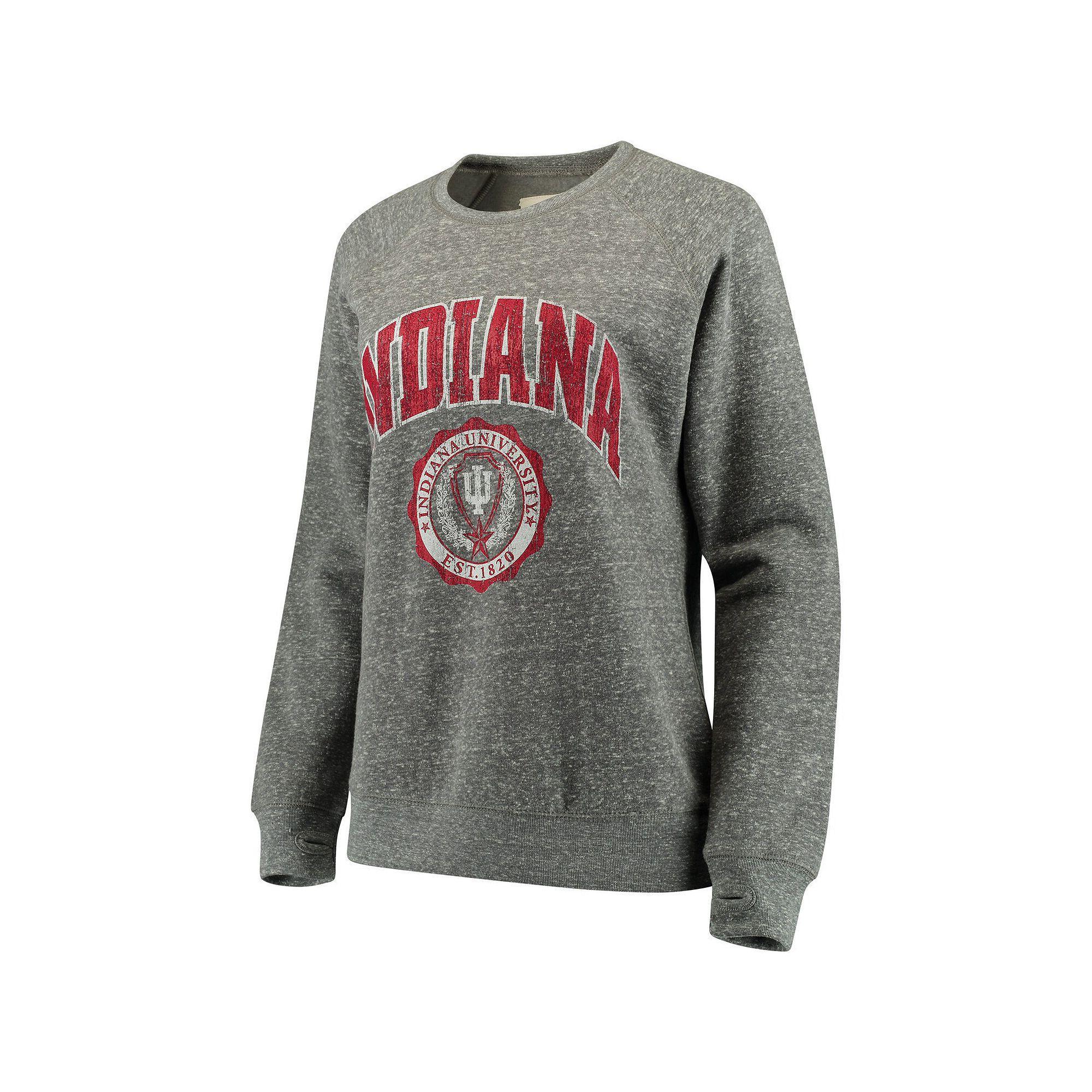 Womens Pressbox Heathered Gray Indiana Hoosiers Edith Vintage Knobi Pullover Sweatshirt Product Image