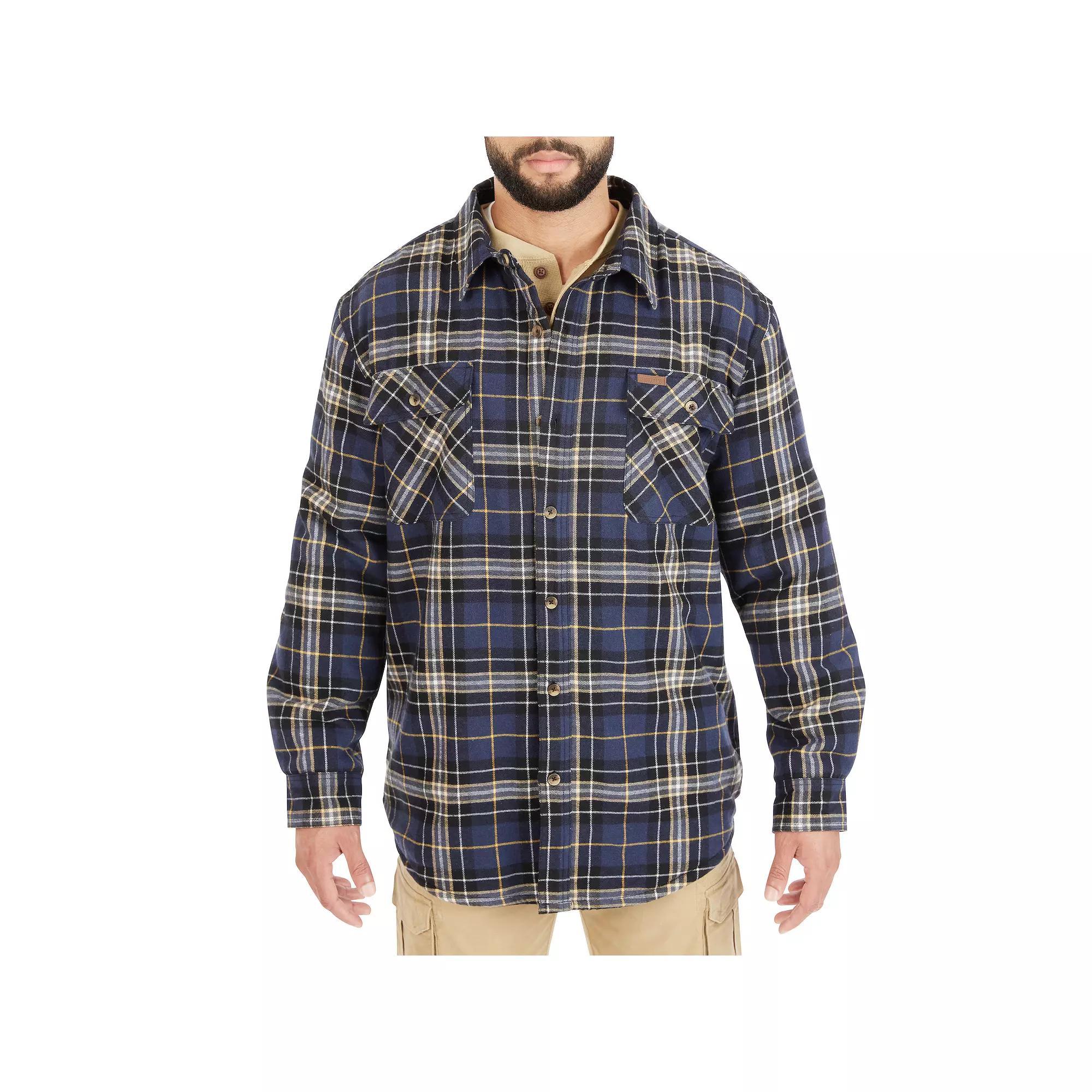 Men's Smith's Workwear Plaid Sherpa-Lined Cotton Flannel Shirt Jacket, Size: XXL, Red 437 Product Image