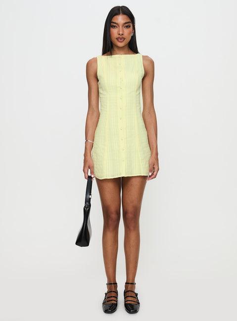 Mimsie Embroidered Mini Dress Lemon Product Image