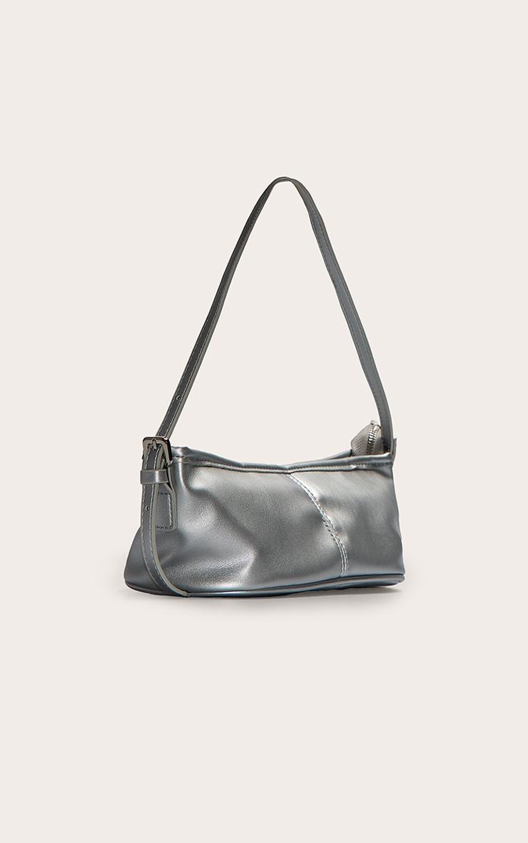 Silver PU Slim Buckle Strap Shoulder Bag Product Image