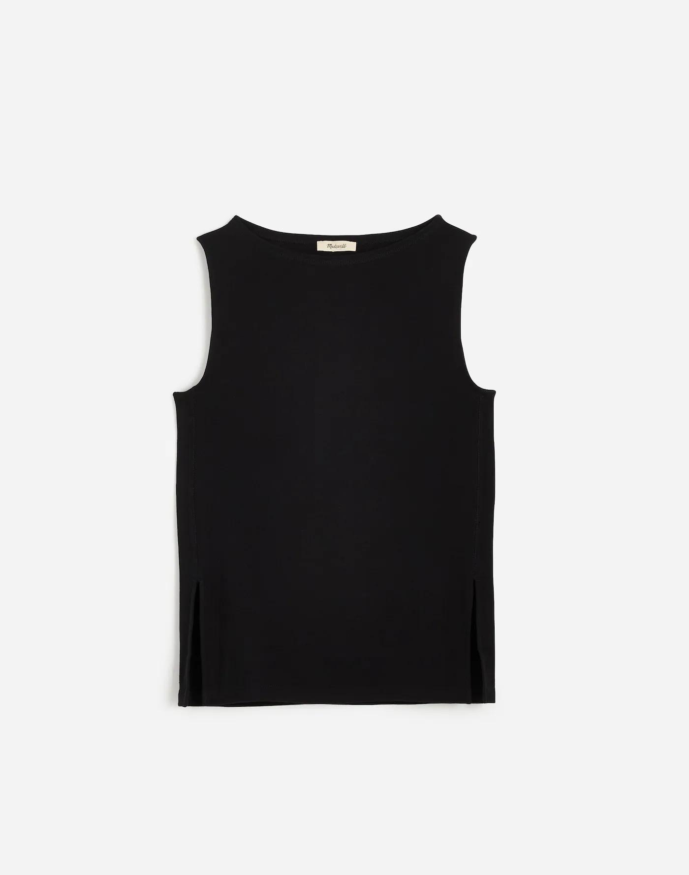 Sleeveless Boatneck Side Slit Tee Product Image