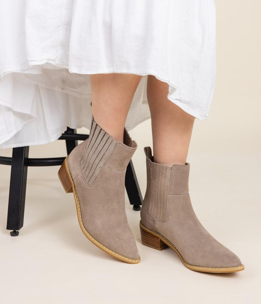 Leonor Suede Ankle Boot in Taupe (Online Exclusive) Product Image