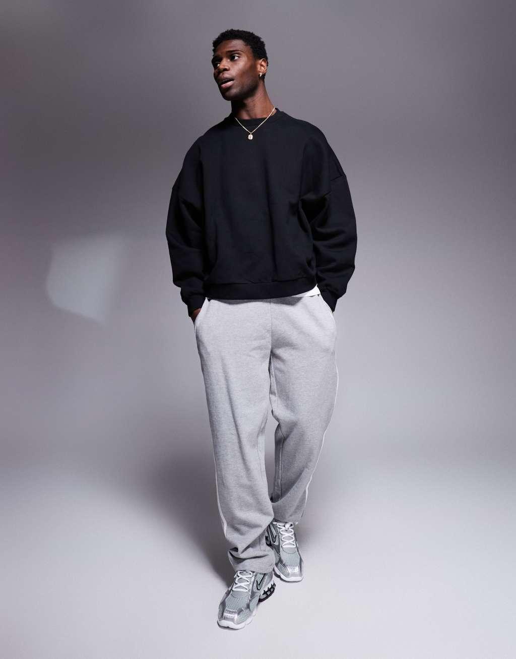 ASOS DESIGN heavyweight extreme oversized sweatshirt 400gsm in black Product Image