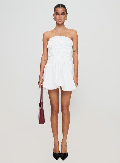 Karenza Bubble Hem Mini Dress White Product Image